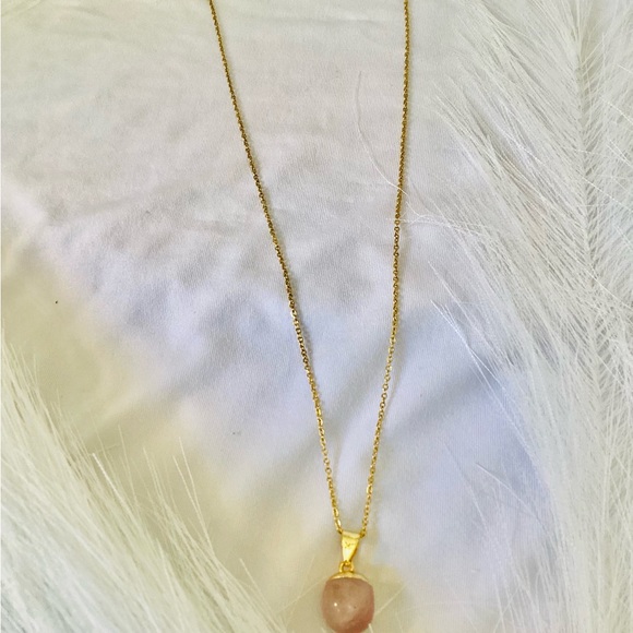✨❤️Crystal pendant necklace natural stone pink necklace for woman gold color - Picture 4 of 5